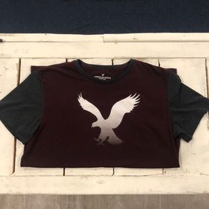 American Eagle Maroon/Gray Teeshirt Men’s Medium